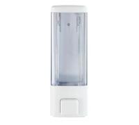 WENKO Distributeur de désinfectant et de Savon Istres Blanc, Distributeur Mural hygiénique pour désinfectant, Savon Liquide etc., Fixer sans percer, capacité : 320 ML, 6x18,5x7,5cm, matière Plastique