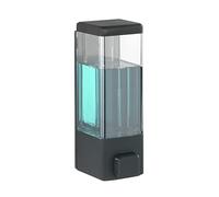 WENKO Distributeur de désinfectant et de Savon Istres Noir, Distributeur Mural hygiénique pour désinfectant, Savon Liquide etc., Fixer sans percer, capacité : 320 ML, 6x18,5x7,5cm, matière Plastique