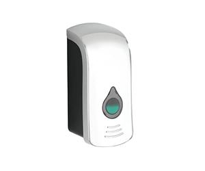 WENKO Distributeur de désinfectant et de savon Ranera L Chrome, distributeur mural hygiénique pour le désinfectant, le savon liquide etc., fixation sans percer, capacité : 740 ml, 10,5x24,5x10,5cm