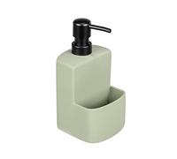 WENKO Distributeur de Liquide Vaisselle ou de Savon Festival Vert, pour la Cuisine, céramique à Surface Douce au Toucher, Compartiment à éponge, contenance 380 ML, 10 x 18 x 10 cm, Rouge