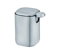 WENKO Distributeur de Savon Alassio, Distributeur de Savon Rechargeable pour la Salle de Bain, Distributeur de désinfectant en Acier INOX satiné, 230 ML, 9,3x39,2x9,3cm, Argent Mat