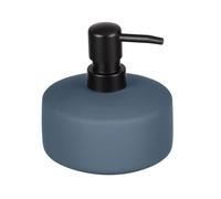 WENKO Distributeur de Savon Avellino, doseur de Savon Rechargeable en céramique, Surface agrippante Soft-Touch, Ø10,5x12,5 cm, 380 ML de Savon, Accessoire de Salle de Bain dépoli, Bleu Pigeon