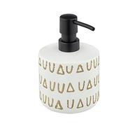 WENKO Distributeur de savon Avila, distributeur à pompe en céramique de qualité pour recharger jusqu'à 350 ml de savon, à motif décoratif, peint à la main, (L/P x H) : Ø 9,5 x 15,5 cm, crème/marron