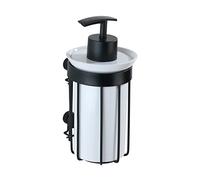 WENKO Distributeur de Savon Classic Plus Noir - Distributeur de Savon Liquide avec Protection antirouille de qualité supérieure Capacité: 0.185 l, Acier, 8 x 16.5 x 9 cm, Noir