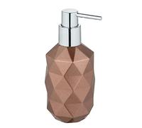 WENKO Distributeur de savon Lanciano, distributeur à pompe rechargeable, jusqu'à 200 ml de savon ou de liquide vaisselle, look original et en relief, en polyrésine de qualité, Ø 7,2 x 15 cm, bronze
