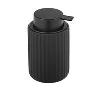 WENKO Distributeur de savon liquide Belluno, distributeur de savon rechargeable en céramique , capacité 300 ml, céramique avec structure cannelée Soft-Touch moderne, Ø8x13,5 cm, noir mat