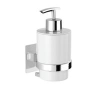 WENKO Distributeur de savon liquide mural Quadro, fixation sans perçage Turbo-Loc®, capacité 240 ml, Acier inox - plastique