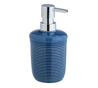 WENKO Distributeur de savon liquide Sada en céramique, accessoire de salle de bain rechargeable avec surface structurée, distributeur de désinfectant pour la salle de bain, 320ml, Ø8x10cm, bleu marine