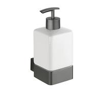 WENKO Distributeur de Savon Montella - Distributeur de Savon Liquide à Visser, Inoxydable Capacité: 0.36 l, Aluminium, 7.3 x 17 x 10.2 cm, Anthracite