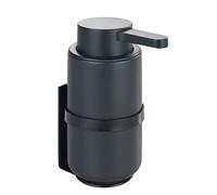 WENKO Distributeur de savon mural Woya, doseur rechargeable, en céramique, contenance jusqu'à 250 ml de liquide vaisselle ou désinfectant, fixation Turbo-Loc® sans perçage, Ø 6,8 x 13 cm, noir