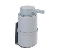 WENKO Distributeur de savon mural Woya, doseur rechargeable, en céramique, contenance jusqu'à 250 ml de liquide vaisselle ou désinfectant, fixation Turbo-Loc® sans perçage, Ø 6,8 x 13 cm, gris