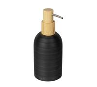 WENKO Distributeur de Savon sur Pied en polyresin et Bambou | accessoires de salle de bains, 0,25 l, 7,5 x 18 x 8 cm, noir/naturel, Mod Altavalle