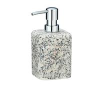 WENKO Distributeur de Savon Terrazzo, doseur de Savon Rechargeable pour Le Savon Liquide, en polyrésine Robuste, 8 x 16 x 9,5 cm, capacité de 240 ML, Multicolore