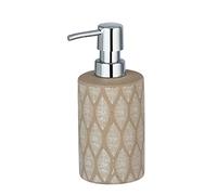WENKO Distributeur de Savon Tupian Beige - Distributeur de Savon Liquide Capacité: 0.3 l, Céramique, 8.5 x 17 x 7 cm, Beige