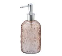 WENKO Distributeur de Savon Vetro Ronde Rose - Distributeur de Savon Liquide Capacité: 0.4 l, Verre, 8.5 x 19 x 7.5 cm, Rose
