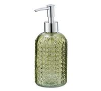 WENKO Distributeur de Savon Vetro Ronde Vert - Distributeur de Savon Liquide Capacité: 0.4 l, Verre, 8.5 x 19 x 7.5 cm, Vert