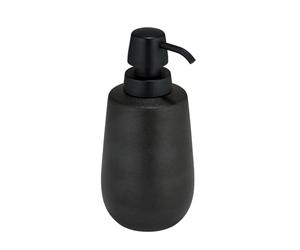 WENKO Distributeur en céramique Mod. Nerno pour Savon Liquide ou désinfectant en Noir élégant avec tête de Pompe en Plastique, Dimensions 8 x 18,5 x 8 cm, 8 x 18,5 x 8 cm