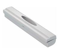 WENKO Coupe-Film Perfect-Cutter, dévidoir Pratique pour Film Alimentaire et Papier Aluminium, Distributeur de Film Plastique, 38 x 5,2 x 6,7 cm, Gris Clair
