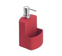 WENKO Distributeur Liquide Vaisselle, Distributeur Liquide Vaisselle Porte éponge, Festival, Rouge, capacité de 380 ML, 10 x 18 x 10 cm