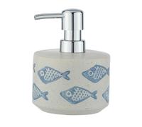 WENKO Distributeur Savon Liquide Aquamarin Capacité 475 ml céramique matte peinte à la main Ø 10 x 13 2 cm beige - bleu
