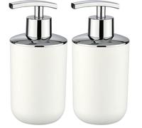 WENKO Distributeur Savon Liquide, Porte Savon Liquide, Brasil, Blanc, Pet incassable, 320 ML, 7.3 x 16.5 x 9 cm (Lot de 2)