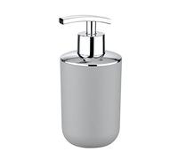 WENKO Distributeur Savon Liquide, Porte Savon Liquide, Brasil, Gris, Pet incassable, 320 ML, 7.3 x 16.5 x 9 cm