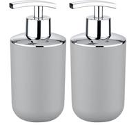 WENKO Distributeur Savon Liquide, Porte Savon Liquide, Brasil, Gris, Pet incassable, 320 ML, 7.3 x 16.5 x 9 cm (Lot de 2)