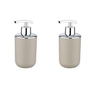 WENKO Distributeur Savon Liquide, Porte Savon Liquide, Brasil, Taupe, Pet incassable, 320 ML, 7.3 x 16.5 x 9 cm (Lot de 2)