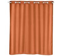 WENKO Rideau de douche Comfort Flex, Rideau de douche 180x200 cm, lavable en machine et imperméable à l'eau, 10 anneaux rideau de douche intégrés, 100% polyester, 180x200 cm, terracotta
