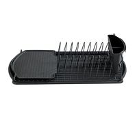 WENKO Égouttoir Vaisselle Noir Basic, Egouttoir vaisselle cuisine, Egouttoir evier avec bac amovible, métal - plastique, noir