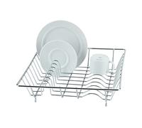 WENKO Égouttoir à Vaisselle Chromo | Egouttoir évier métal chromé | Accessoires Cuisine | Pieds antidérapants | Espace Assiettes et Verres | en métal chromé | 35 x 9 x 35 cm | Argent Brillant