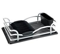 WENKO Égouttoir pour vaisselle alu, égouttoir pour la vaisselle, idéal pour être placé près de l'évier, en aluminium inox et matière plastique, 46,5 x 13 x 31,5 cm, fini argent mat/noir,