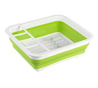 WENKO Égouttoir pour Vaisselle Pliable Blanc/Vert - Support d'égouttage pour la Vaisselle et Les Couverts, Polypropylène, 36.5 x 13 x 31 cm, Blanc