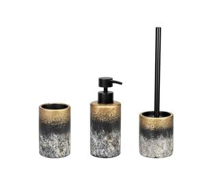 WENKO Ensemble Salle de Bain Mod. Lacona 3 pièces | Accessoires Salle de Bain en béton avec Distributeur de Savon et Porte-Brosse à Dents | Dimensions 10 x 37 x 10 cm | Multicolore et Noir