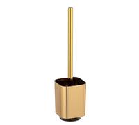 WENKO Ensemble WC Auron Gold, porte-brosse haut de gamme en matière plastique de qualité supérieure avec surface brillante changeante au fini or, brosse WC hygiénique, 9 x 38,5 x 9 cm