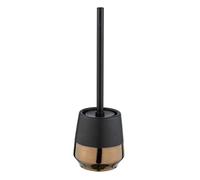 WENKO Ensemble WC Brandol, porte-brosse de qualité supérieure en céramique haut de gamme, y incluse brosse WC, Ø 11,8 x 12,7 cm, noir/cuivre