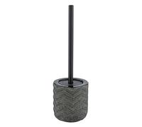 WENKO Ensemble WC Mantua, porte-brosse WC de qualité supérieure en céramique noble, dessins réalisés à la main, avec brosse WC, Ø 8 x 10 cm, noir