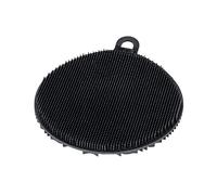 WENKO Éponge de nettoyage en silicone Soft noire, kit de 2 éponges à couverts anti-rayures, structure à picots, œillet d'accrochage & ventouse, lavable au lave-vaisselle, Ø 12 x 1 cm chacune