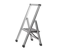 WENKO Escabeau 1 Marche, escabeau Pliable Aluminium, escabeau Design, 44 x 74 x 5.5 cm, Couleur Argent