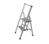 WENKO Escabeau 2 marches, escabeau Pliable Aluminium Design, 44 x 94 x 51 cm, Couleur Argent