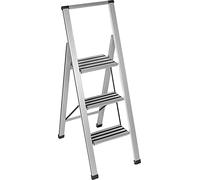 WENKO Escabeau escamotable Marchepied Budget Antidérapant 3 marches Aluminium Design