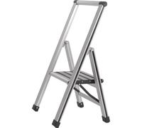 WENKO Escabeau pliant de ménage Escabeau Marche antidérapante XXL Marche Alu Design Maintien