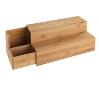WENKO Escalier en Bambou pour Café et Thé - Étagère de Cuisine avec tiroir, Bambou, 33 x 17.5 x 15 cm, Marron