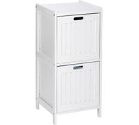 WENKO Etagère 3 étages 36x76x36 cm blanc bois véritable Etagère de salle de bain style maison de campagne 21859100