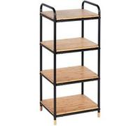 Etagère 4 niveaux en Bambou et Métal - Noir et Beige