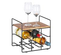 WENKO Étagère à vin Loft pour 6 Bouteilles - Étagère à Bouteilles, Porte-Bouteilles de vin avec Support de Rangement, Bambou, 30 x 27.5 x 24 cm, Marron