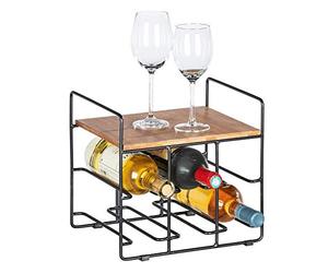 WENKO Étagère à vin Loft pour 6 Bouteilles - Étagère à Bouteilles, Porte-Bouteilles de vin avec Support de Rangement, Bambou, 30 x 27.5 x 24 cm, Marron