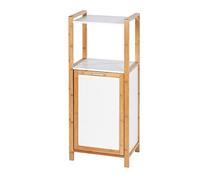 WENKO Étagère avec Panier à Linge Finja - Étagère de Salle de Bain avec Panier à Linge Capacité: 30 l, Bambou, 40 x 95 x 30 cm, Marron