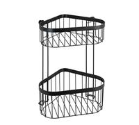 WENKO Étagère d‘Angle à 2 Niveaux Classic Plus Noir Étagère d'angle, étagère Murale d'angle avec Protection antirouille de qualité supérieure Noir