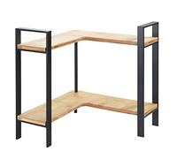 WENKO Étagère d'angle de Cuisine à Poser Lou | pour Plan de Travail | Métal avec Planches en Bambou | 2 étages Gain de Place | 30 x 33 x 30 cm | Noir/Bambou